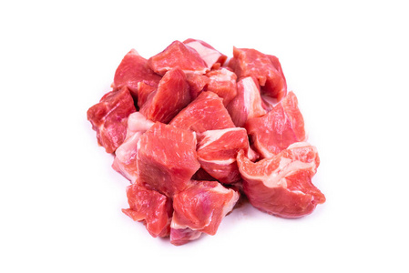 Fresh raw pork pieces isolated. 