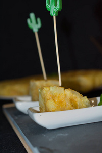 typical spanish pincho de tortilla, which is a small portion o