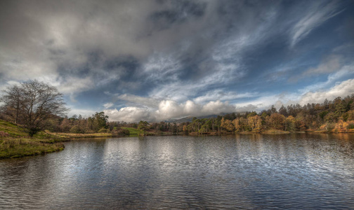 湖区美丽的塔恩豪斯风景图片。