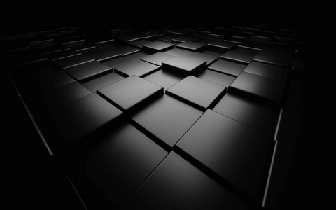 黑色立方体抽象纹理背景3D插图渲染