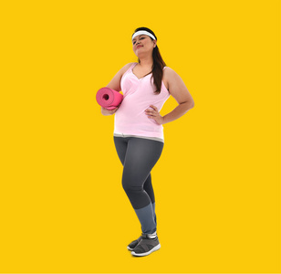 运动 锻炼 大小 饮食 女人 健身 垫子 超重 成人 肥胖