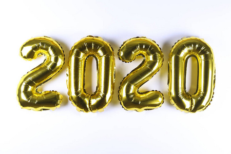 2020年新年庆祝数字形状的充气气球。