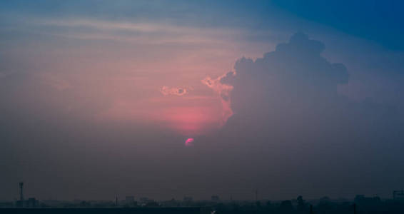 自然 夏天 全景图 摩天大楼 日落 天空 黎明 太阳 云景