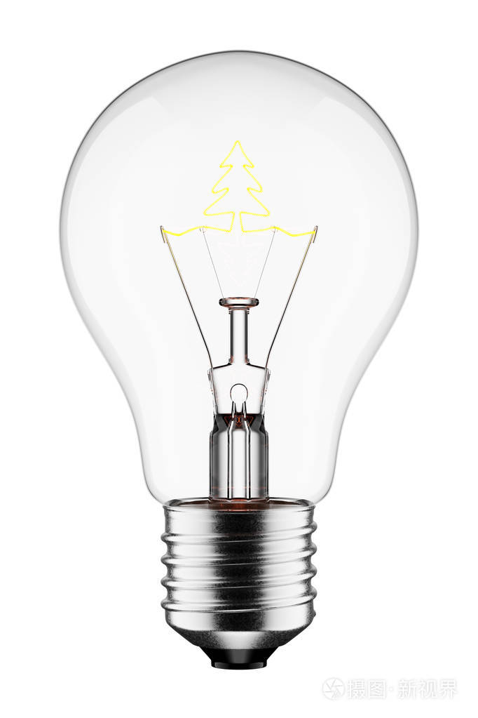 三维发光灯泡灯丝形状为树