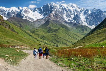 风景 步行 旅游业 假期 自然 冰川 徒步旅行 活动 格鲁吉亚