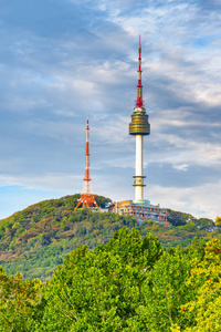 韩国首尔南山首尔塔的壮观景色