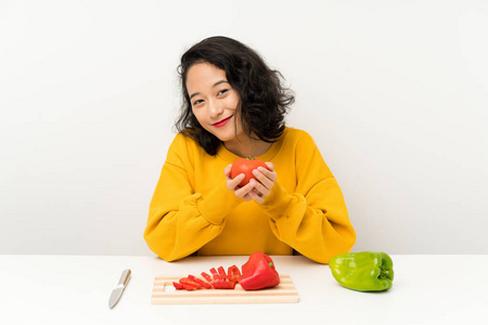 亚洲 健康 西红柿 厨房 营养 在室内 饮食 季节 蔬菜