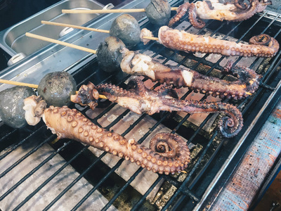 聚会 烤的 夏天 烤架 海鲜 木炭 火焰 烹调 美食家 美味的