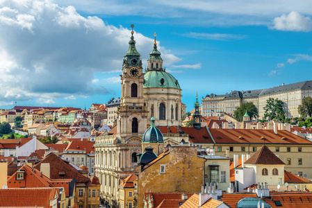 布拉格 城堡 平铺 夏天 城市景观 天线 欧洲 圣徒 首都