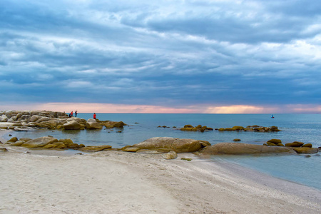 海湾 太阳 自然 风景 钓鱼 夏天 全景图 海洋 古老的