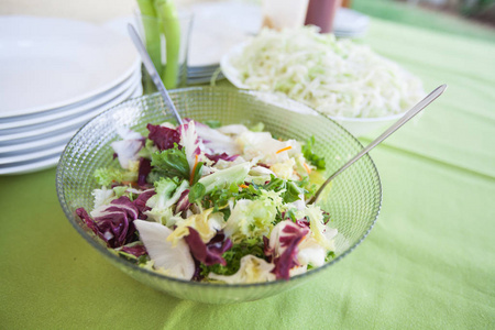  fresh mixed salad on the restaurant table