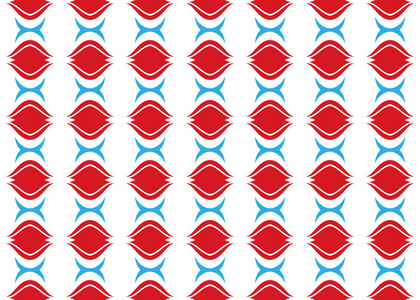 红蓝色调无缝几何图案.白底红蓝相间照片