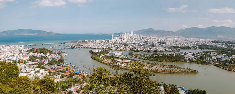 自然 夏天 亚洲 天际线 全景图 城市 海湾 旅行 港口