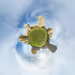 小高层小行星360度球面全景变换.