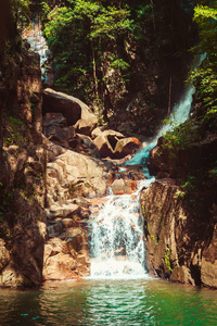 泰国 瀑布 流动的 自然 岩石 流动 森林 国家的 美丽的