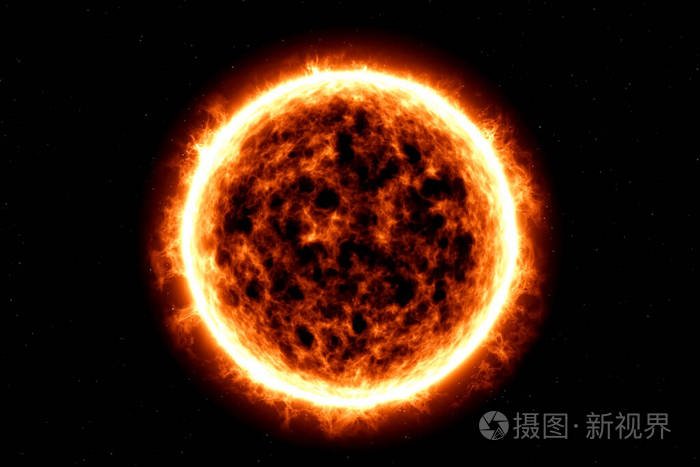 一个燃烧的恒星太阳圆盘的火球的插图