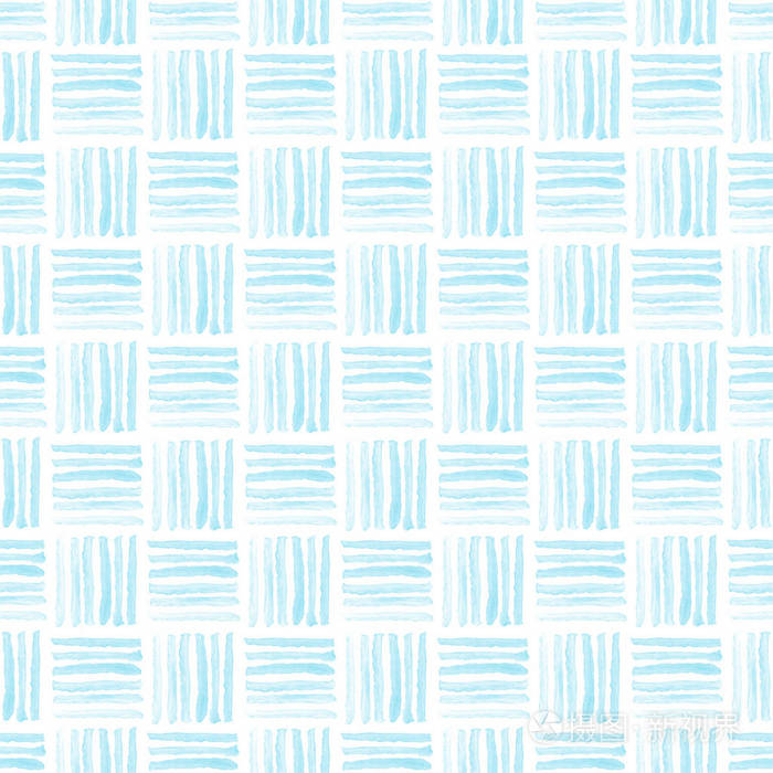 白色背景上无缝浅蓝色水彩图案 水彩无缝图案与正方形 照片 正版商用图片25nevc 摄图新视界