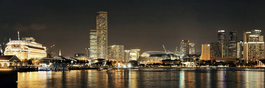 建筑 全景 傍晚 亚洲 大都市 新加坡 天际线 摩天大楼