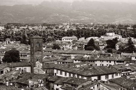 天际线 托斯卡纳 城市 意大利 旅行 古老的 单色 建筑