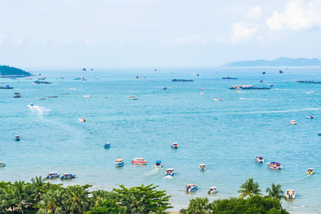 Beautiful landscape and sea ocean with white cloud and blue sky 