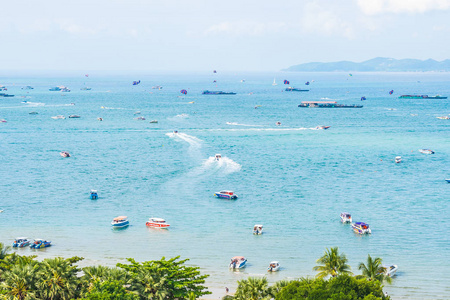 Beautiful landscape and sea ocean with white cloud and blue sky 