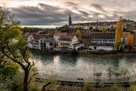 旅行 暮光 照亮 街道 场景 欧洲 历史 地标 瑞士人 城市景观