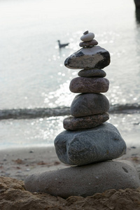 Balanced stones balance stone by the sea   