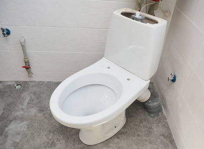 在室内浴室安装新的抽水马桶抽水马桶照片