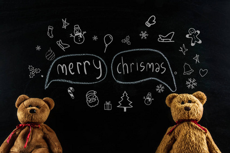 Teddy Bear with Message  Merry Christmas  