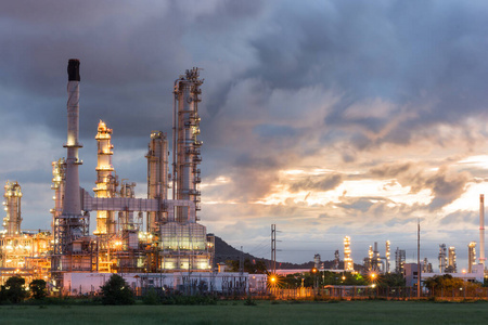 Oil Refinery factory at dark 