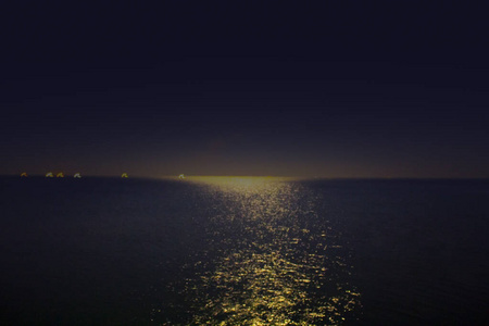 波动 午夜 场景 自然 神秘的 月光 美丽的 海景 海洋