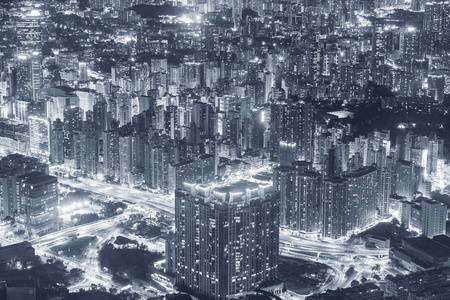 香港市鸟瞰夜景
