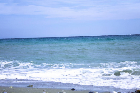 波动 夏天 热带 海岸线 海湾 透明的 海景 风景 海洋