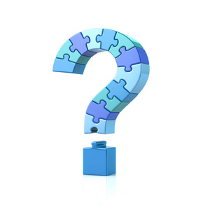 Blue question mark puzzle 3d illustration 