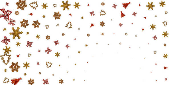 圣诞图案红色。白色背景上孤立的圣诞节庆祝图案。新年金饰。平铺设计。复制空间