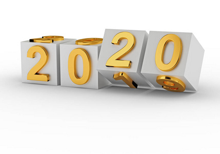 2020年数字在立方体上翻转。新年