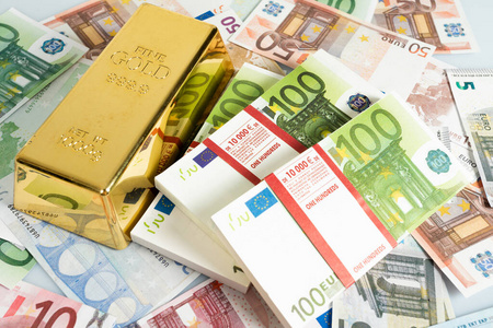 Gold bars, Financial, business investment concept. Euro Money 