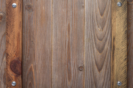 木质背景，带螺丝的纹理表面