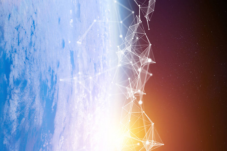 全球连接和联网。三维渲染