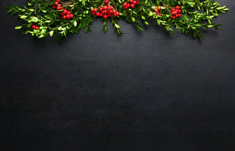 Natural rustic Christmas decorative background with blank space 