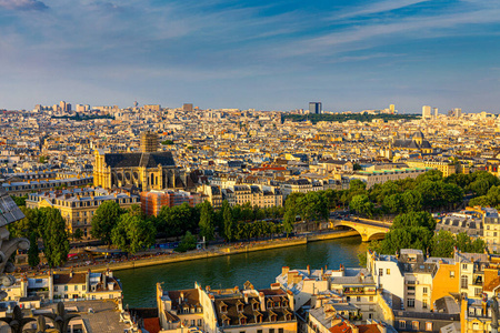 High resolution aerial panorama of Paris, France taken from the 