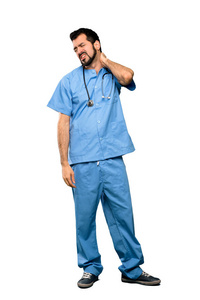 面对 职业 听诊器 成人 制服 护士 工作 胡须 触摸 疾病
