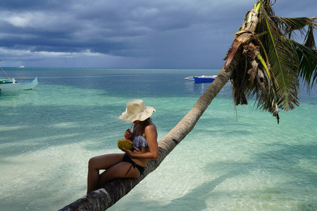 比基尼 放松 棕榈 海滩 假日 帽子 旅行 加勒比 马尔代夫