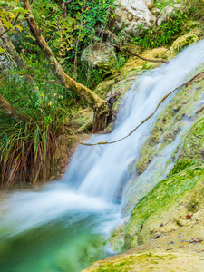 Waterfall green forest river stream 