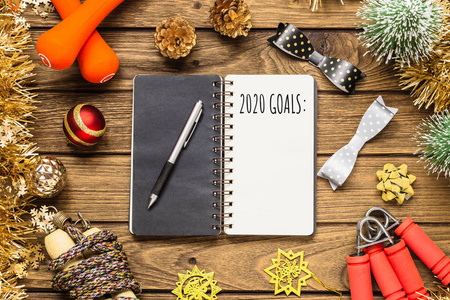 New year 2020 goals for healthy lifestyle, lose weight and join 