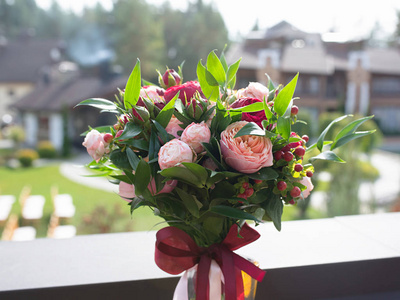 庆祝 浪漫的 美女 花束 订婚 假日 颜色 开花 粉红色