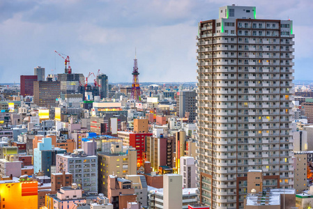 日本札幌市中心天际线