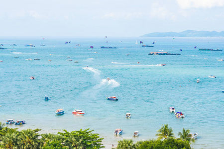 Beautiful landscape and sea ocean with white cloud and blue sky 