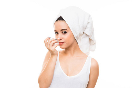 奶油 毛巾 面对 皮肤 成人 应用 面部 女人 保湿霜 女士