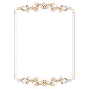 白色装饰框架,白色背景上有金色古铜色.孤立的照片